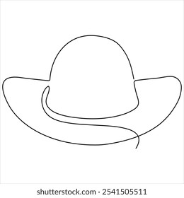 Desenho contínuo de linha única de chapéu de cowboy simples chapéu linha arte vetor ilustração