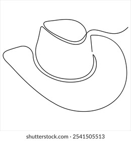 Desenho contínuo de linha única de chapéu de cowboy simples chapéu linha arte vetor ilustração