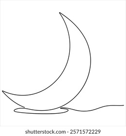 Single line continuous drawing of crescent moon for Ramadan element simple crescent moon line art style vector illustration