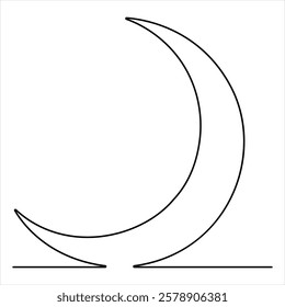 Single line continuous drawing of crescent moon for Ramadan element simple crescent moon line art style vector illustration