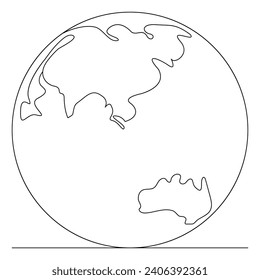 Single line continuous drawing of earth global and concept world earth day outline vector illustration