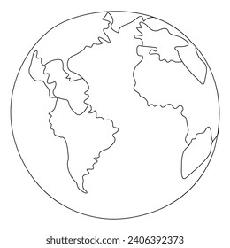 Single line continuous drawing of earth global and concept world earth day outline vector illustration