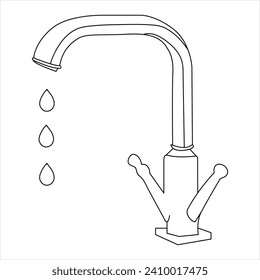 single line continuous drawing of earth water drop and concept world water day outline vector illustration