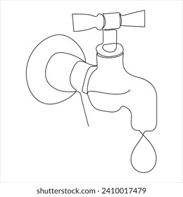 single line continuous drawing of earth water drop and concept world water day outline vector illustration
