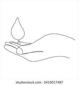 single line continuous drawing of earth water drop and concept world water day outline vector illustration