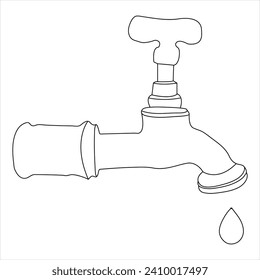 single line continuous drawing of earth water drop and concept world water day outline vector illustration