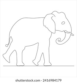 Single line continuous drawing of a elephant and concept world wild life day outline vector illustration