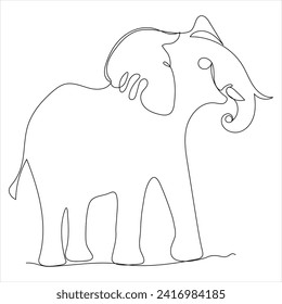 Single line continuous drawing of a elephant and concept world wild life day outline vector illustration