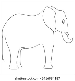 Single line continuous drawing of a elephant and concept world wild life day outline vector illustration