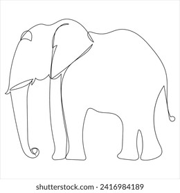 Single line continuous drawing of a elephant and concept world wild life day outline vector illustration