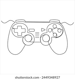 Single line continuous drawing of game controller joysticks or gamepads line art outline vector illustration