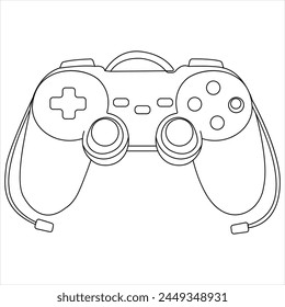 Single line continuous drawing of game controller joysticks or gamepads line art outline vector illustration