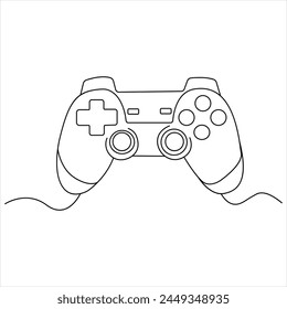 Single line continuous drawing of game controller joysticks or gamepads line art outline vector illustration