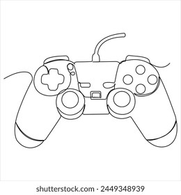 Dibujo continuo de una sola línea de joysticks o gamepads de controles de juego Ilustración vectorial de contorno de arte de línea