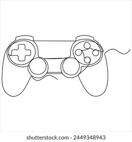 Dibujo continuo de una sola línea de joysticks o gamepads de controles de juego Ilustración vectorial de contorno de arte de línea