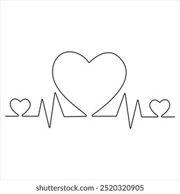 Dibujo continuo de una sola línea de pulso del monitor de ritmo cardíaco Dibujo de una sola línea de ritmo cardíaco