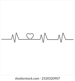 Single line continuous drawing of heartbeat monitor pulse single line drawing of heart rate heart rate