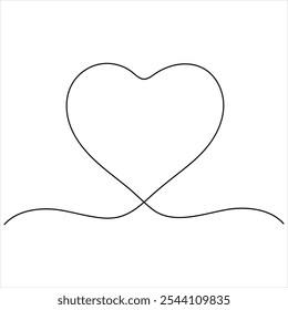 Single line continuous drawing of love sign with heart vector minimalist of love concept