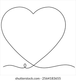 Single line continuous drawing of love sign with heart vector minimalist of love concept