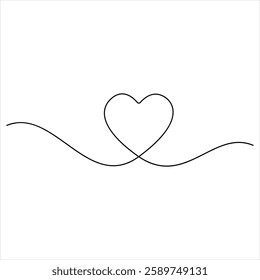 Single line continuous drawing of love sign with heart vector minimalist of love concept