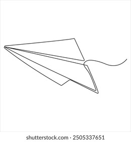 single line continuous drawing of paper airplane Concept of plane flying outline style illustration