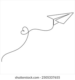 single line continuous drawing of paper airplane Concept of plane flying outline style illustration