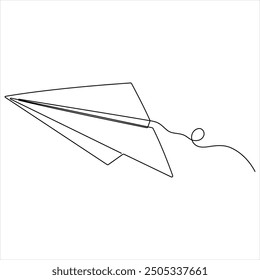 single line continuous drawing of paper airplane Concept of plane flying outline style illustration