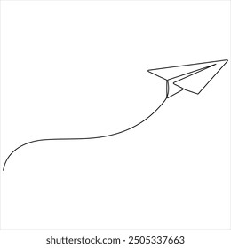 single line continuous drawing of paper airplane Concept of plane flying outline style illustration