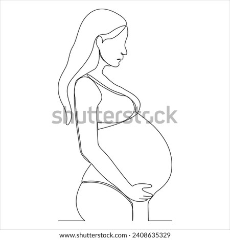 Single line continuous drawing of pregnant women's and concept international mother day,women's day outline vector illustration
