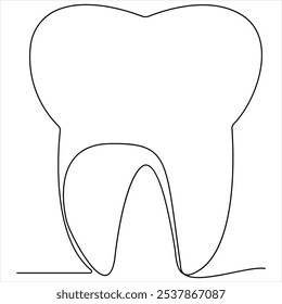 Single line continuous drawing of tooth simple dental tooth line art vector illustration dentist stomatology medical concep