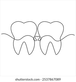 Desenho contínuo de linha única de dente simples dental Dente linha arte vetor ilustração estomatologia dentista conceito médico