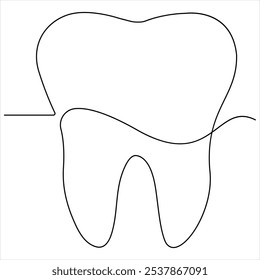 Desenho contínuo de linha única de dente simples dental Dente linha arte vetor ilustração estomatologia dentista conceito médico