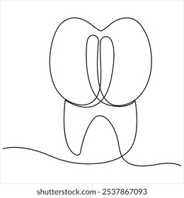 Desenho contínuo de linha única de dente simples dental Dente linha arte vetor ilustração estomatologia dentista conceito médico