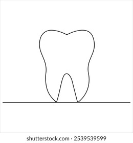 Desenho contínuo de linha única de dente simples dentário linha de dente arte vetor ilustração estomatologia dentista conceito médico