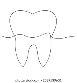 Desenho contínuo de linha única de dente simples dentário linha de dente arte vetor ilustração estomatologia dentista conceito médico