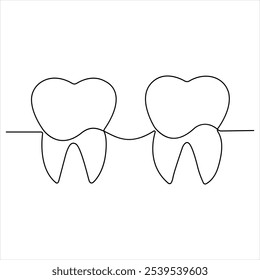 Desenho contínuo de linha única de dente simples dentário linha de dente arte vetor ilustração estomatologia dentista conceito médico