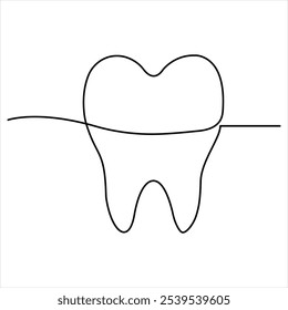 Desenho contínuo de linha única de dente simples dentário linha de dente arte vetor ilustração estomatologia dentista conceito médico