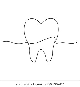 Desenho contínuo de linha única de dente simples dentário linha de dente arte vetor ilustração estomatologia dentista conceito médico