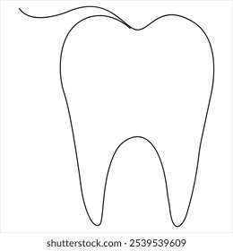 Desenho contínuo de linha única de dente simples dentário linha de dente arte vetor ilustração estomatologia dentista conceito médico