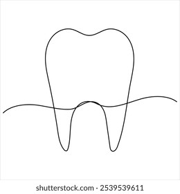 Desenho contínuo de linha única de dente simples dentário linha de dente arte vetor ilustração estomatologia dentista conceito médico