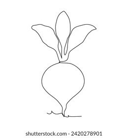 Single line continuous drawing of a whole healty organic beetroot vegetable organic for plantation logo identity, hand drawn style graphic desing  vector illustration