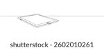 Single line, continuous, tablet line art vector illustration with transparent background.