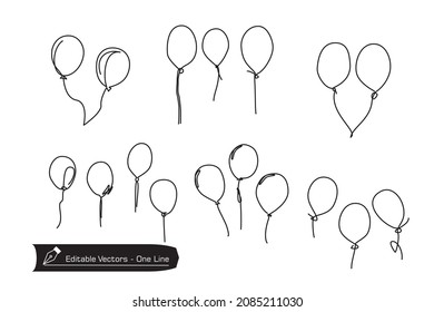 Single line cute balloon icon set on white background. Birthday, anniversary, feast, holiday surprise gift symbol circle. Vector of balloon Icon.
Flat vector illustration.