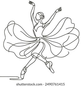 A single line dances across the page, revealing a graceful ballerina's fluid movements.