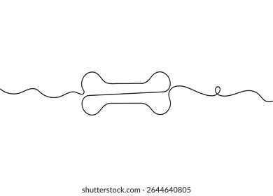 Single line dog bone icon outline in minimal style