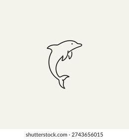 Single line dolphin icon flat vector design.