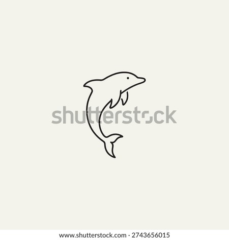 Single line dolphin icon flat vector design.
