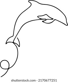 Single line draw design Dolphin