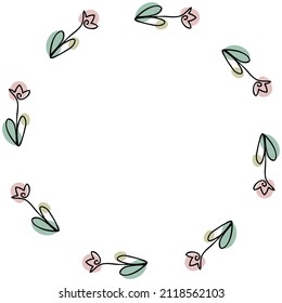 Single line draw tulip flowers frame. Perfect for postcard, party invitation, label and print. Hand drawn vector illustration for decor and design.




