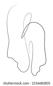 Single line drawing of Abstract human like faces